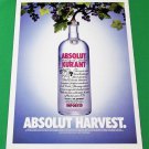 ABSOLUT HARVEST Vodka Magazine Ad w/ White Border ABSOLUT HARVEST Vodka Magazine Ad w/ White Border