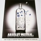 ABSOLUT MISTRAL French Vodka Magazine Ad NOT EASY TO FIND!