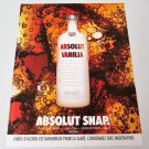 ABSOLUT SNAP French Vodka Magazine Ad RARE!