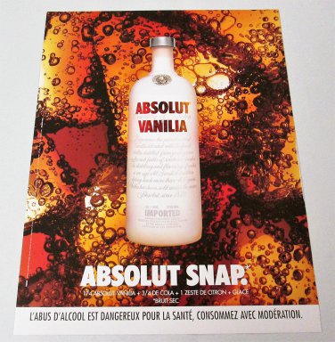 ABSOLUT SNAP French Vodka Magazine Ad RARE!