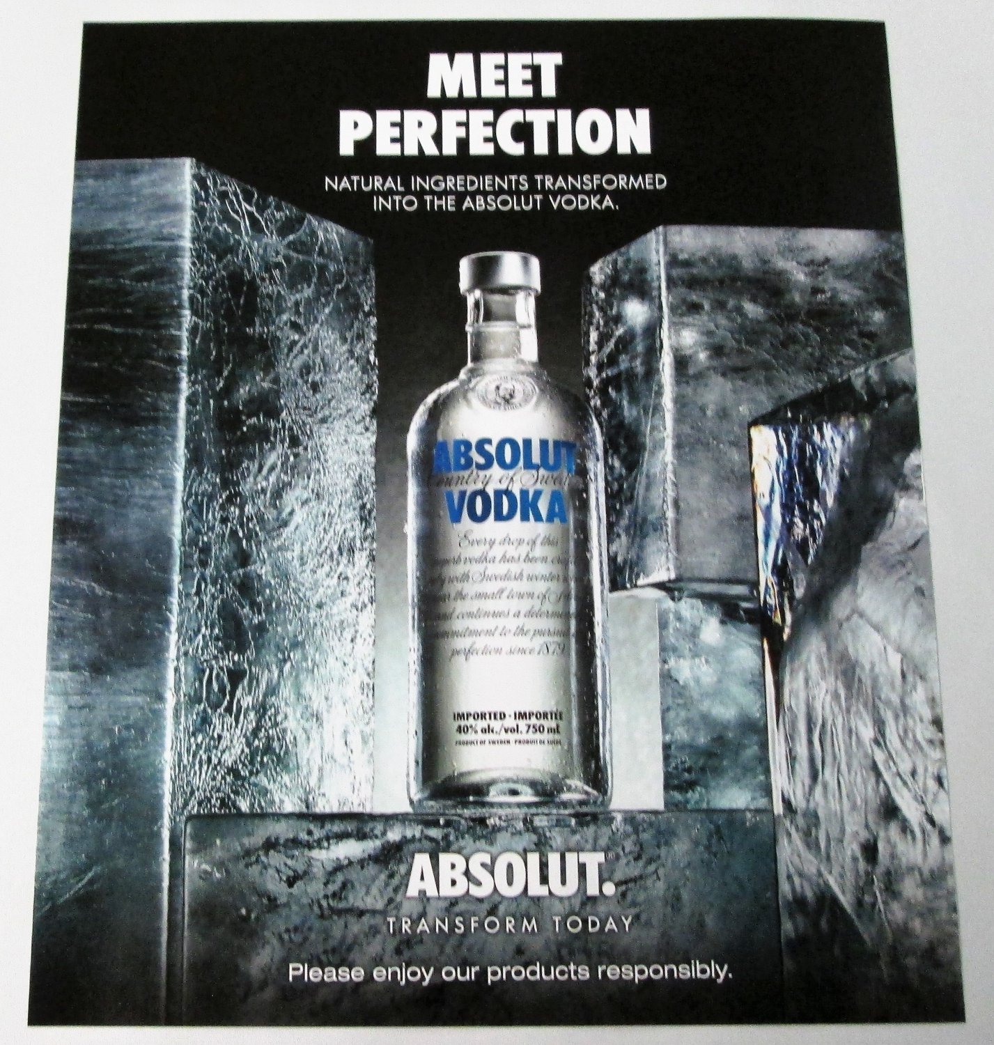 MEET PERFECTION "NATURAL INGREDIENTS TRANSFORMED" Absolut Vodka Magazine Ad