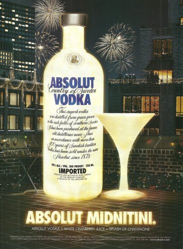 ABSOLUT MIDNITINI Vodka Magazine Ad