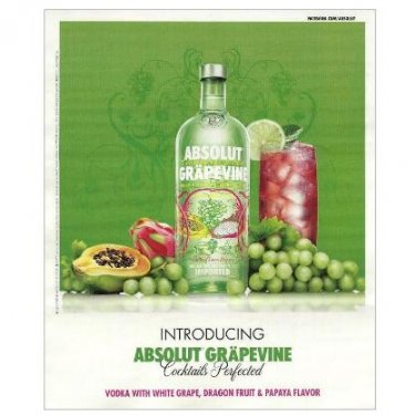 ABSOLUT GRAPEVINE Vodka Magazine Product Launch Ad VERSION 1 - RARE!