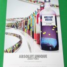 ABSOLUT UNIQUE Vodka Magazine Ad Featuring Limited Edition Bottle RARE!