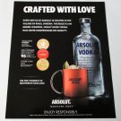CRAFTED WITH LOVE Absolut Vodka Magazine Ad CRAFTED WITH LOVE Absolut Vodka Magazine Ad