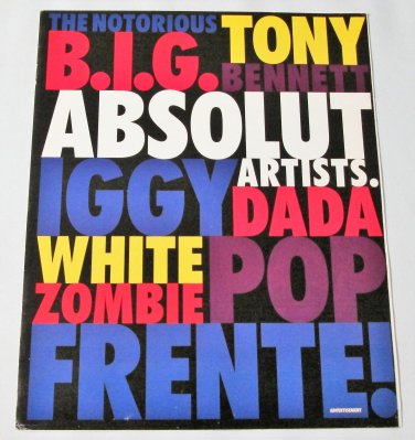 ABSOLUT ARTISTS Vodka Magazine Ad B.I.G. ZOMBIE BENNET DADA FRENTE IGGY 8pp