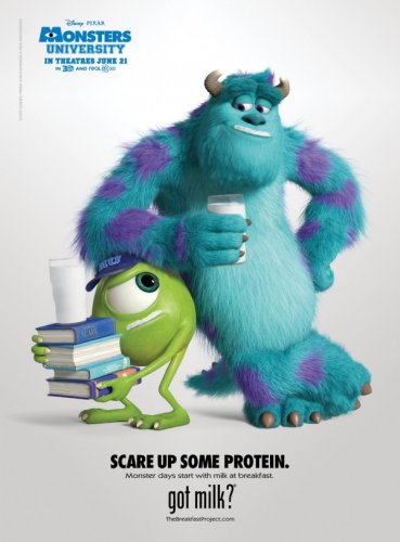 MONSTERS UNIVERSITY got milk? Milk Mustache Magazine Ad &Acirc;&copy; 2013