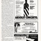 ABSOLUT CONCERTO Vodka Magazine Ad 1/3rd Page Celebration of New American Music ABSOLUT CONCERTO Vodka Magazine Ad 1/3rd Page Celebration of New American Music