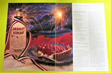 ABSOLUT RAS[BERRY KURANT TART Vodka Recipe Magazine Ad - 2 Pages