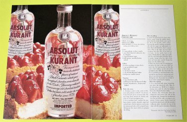 ABSOLUT KURANT CHEESECAKE Vodka Recipe Magazine Ad - 2 Pages