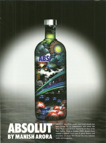 ABSOLUT BY MANISH ARORA Vodka Magazine Ad from India RARE!