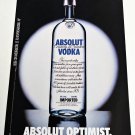 ABSOLUT OPTIMIST Spanish Vodka Magazine Ad