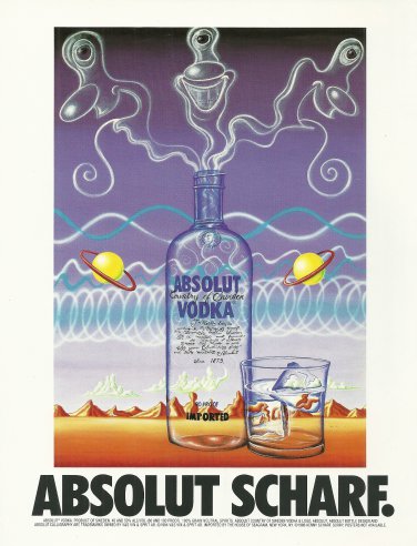 ABSOLUT SCHARF Vodka Magazine Ad by Artist Kenny Scharf