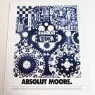 ABSOLUT MOORE Vodka Magazine Ad w/ Artwork by George Moore + ABSOLUT SLICE AD