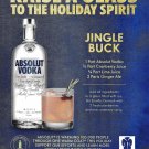 RAISE A GLASS TO THE HOLIDAY SPIRIT Absolut Vodka Magazine Ad w/ Jingle Buck Cocktail Recipe