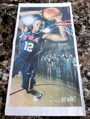 NBA MIAMI HEAT'S CHRIS BOSH got milk? Milk Mustache USA Today 2010 Newspaper Ad