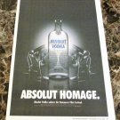 ABSOLUT HOMAGE Large-Size Newspaper Vodka Ad w/ Vancouver Film Festival Caption