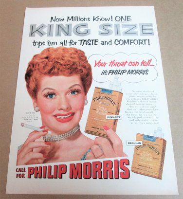 LUCILLE BALL CALL FOR PHILIP MORRIS Cigarette Magazine Ad 1953
