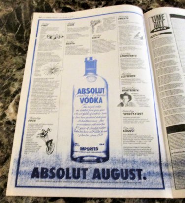 ABSOLUT AUGUST Vancouver Event Itinerary Vodka Ad &Acirc;&copy; 1993 - RARE!