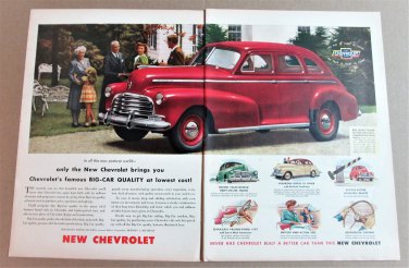 1946 CHEVROLET 4-DR SEDAN 2-Page Magazine Ad Advertisement