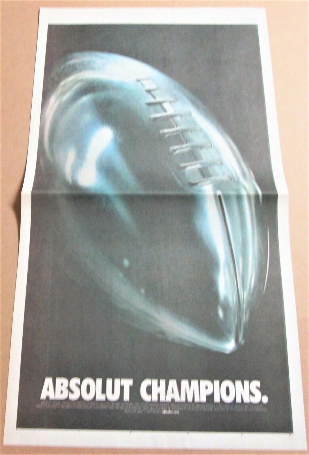 ABSOLUT CHAMPIONS Super Bowl XXXV USA Today Newspaper Ad January 29, 2001