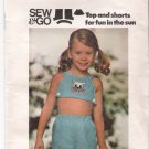 Vintage Pattern Butterick 4279 Child Top and Shorts 70s Size 6
