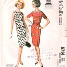 Vintage Pattern McCall's 6714 Misses Dress 60s Size 10 B31