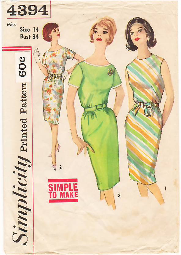Vintage Pattern Simplicity 4394 Day Dress 60s Size 14 B34