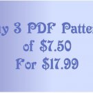 Buy 3 PDF patterns of 7.50 for only 17.99