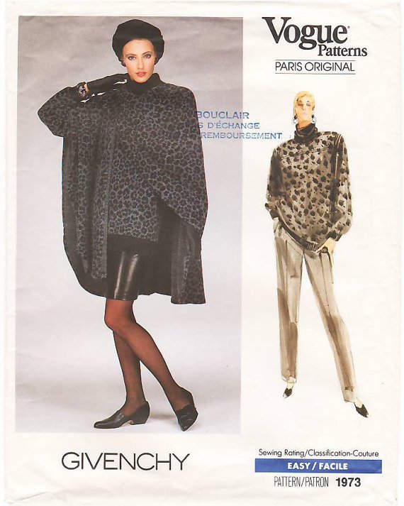Vintage Vogue 1973 Paris Original Givenchy Cape, Top, Skirt and Pants ...