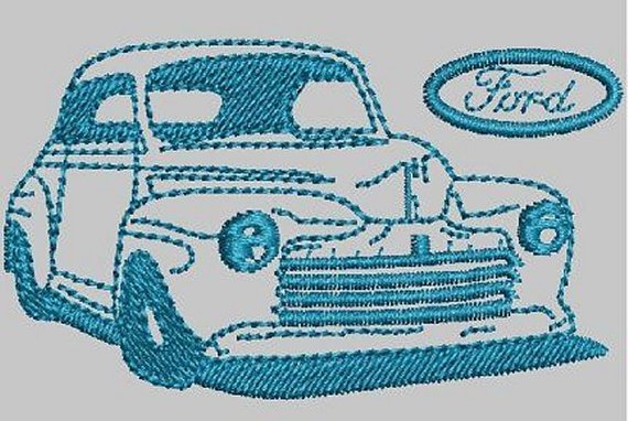 Vintage Car Ford 46 Machine Embroidery Design 3 Sizes