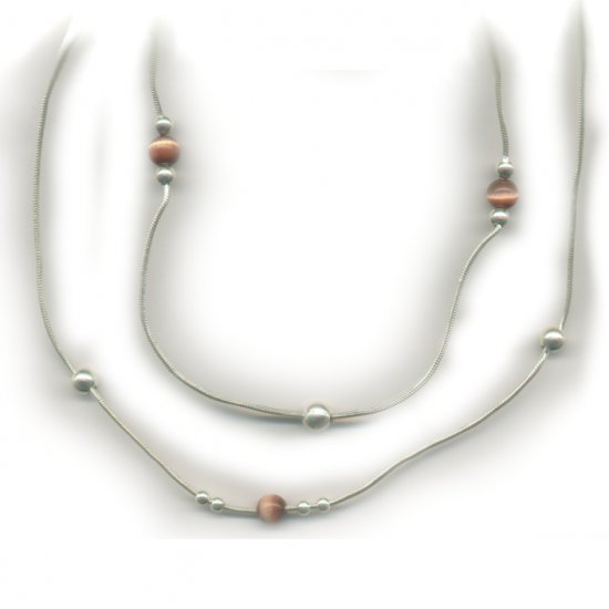 Fashionable Necklace with Cr Cats Eye Gems