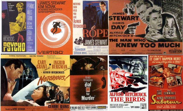 8 Classic HITCHCOCK Movie Poster Fridge MAGNETS