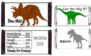 Custom T-Rex DINOsaur Candy BAR or NUGGET Wrappers
