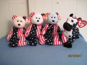Beanie Babies Spangle Red, white, Blue  & Lefty