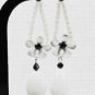 White Glass Flower With Tear Drop Earrings