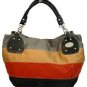 Oversized Dark Colors Stripes Handbag