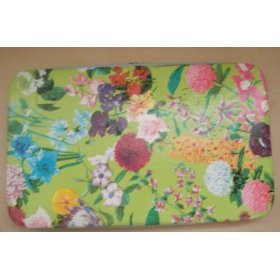 Lime Flowers Flat Checkbook Wallet