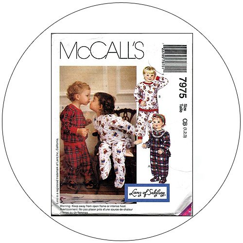 McCall's No. 7975 Sewing Pattern - Toddlers' One or Two-Piece Pajamas - Size 1-2-3