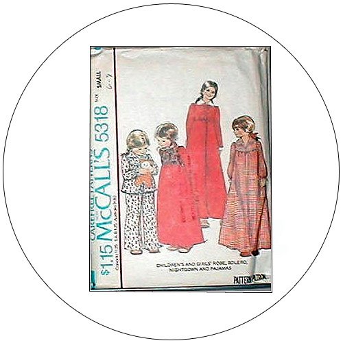 McCall's No. 5318 Vintage Sewing Pattern - Girls Robe Bolero NightGown & Pajamas - Size Small 6-8