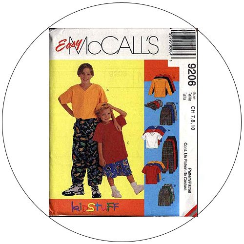 McCall's No. 9206 Sewing Pattern - T-Shirt Pants or Shorts & Hat - Size 7-8-10