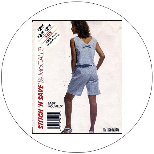 McCall's No. 5415 Sewing Pattern - Misses Crop Top & Shorts  - Size 6-8-10