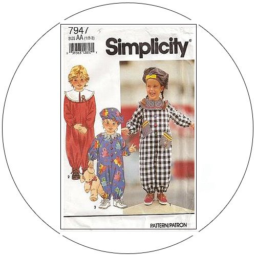 Simplicity No. 7947 Sewing Pattern - Toddler's Jumpsuit & Hat - Size 1/2-2