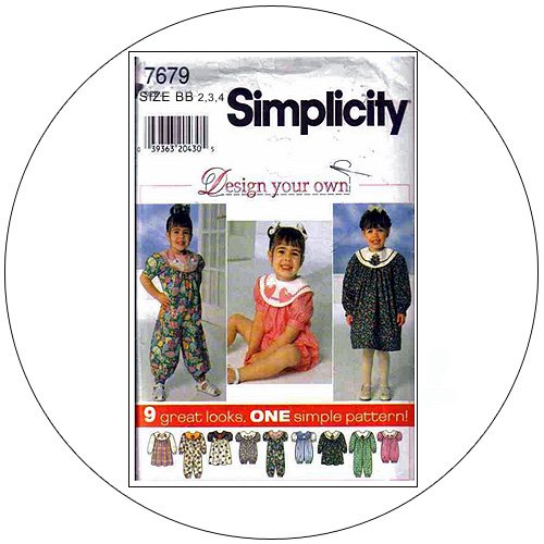 Simplicity No. 7679 Sewing Pattern - Toddler's Dress, Jumpsuit and Romper - Size 2,3,4