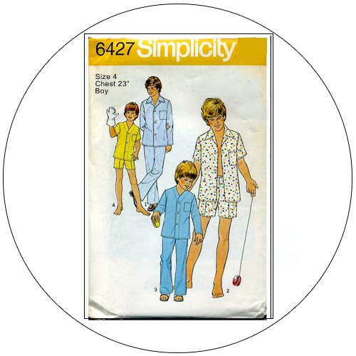 Simplicity No. 6427 Vintage Sewing Pattern - Teen-Boy's Pajamas - Size 4