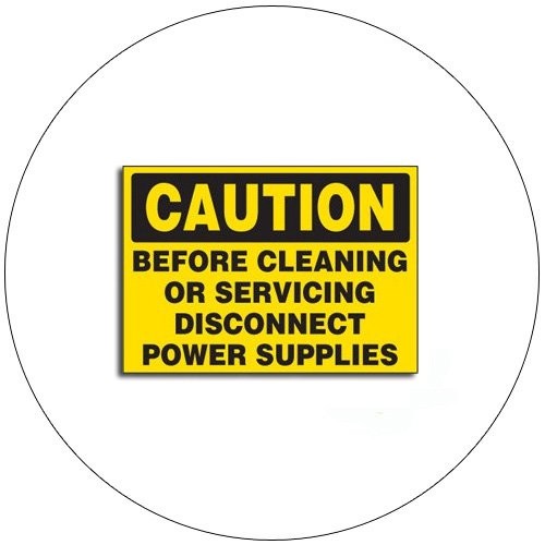 Caution Before Cleaning or Servicing... Self-Adhesive Label - 1 3/4"H x 2 1/2"W - EMEDCO No. SQS11
