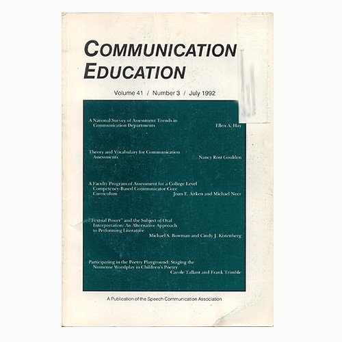 Communication Education Vol. 39 No. 4 October 1990 (Used - Good Condition).
