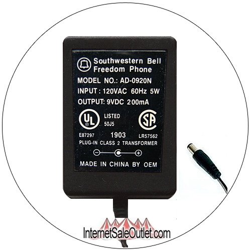 Southwestern Bell Freedom Phone AC Adapter Power Supply Model: AD-0920N (Refurbished)