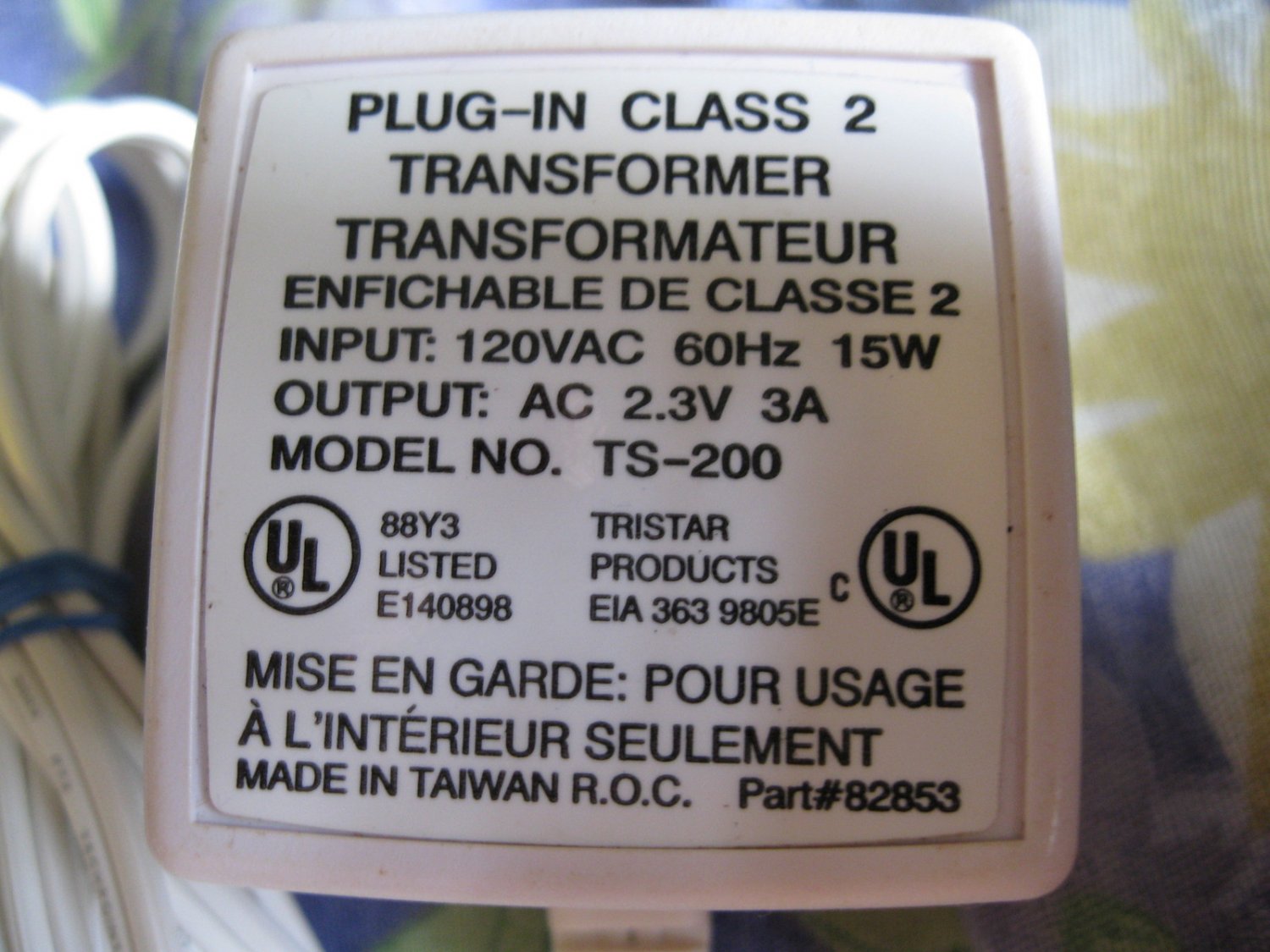 Tristar AC Power Supply Adapter No. TS-200 (Refurbished)