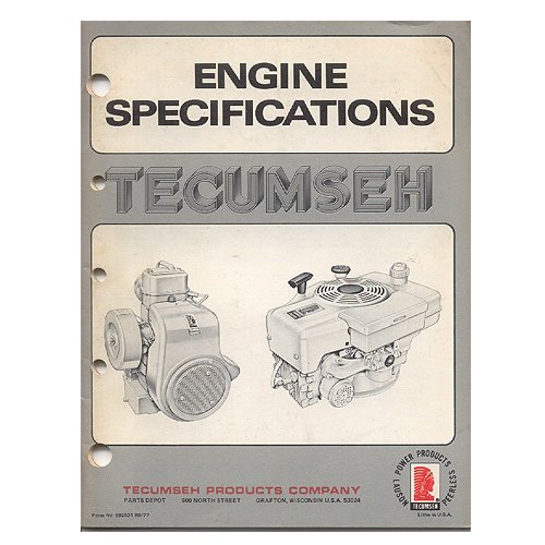 Original Tecumseh Engine Specifications 692531-R9/77 (Vintage Collectible)